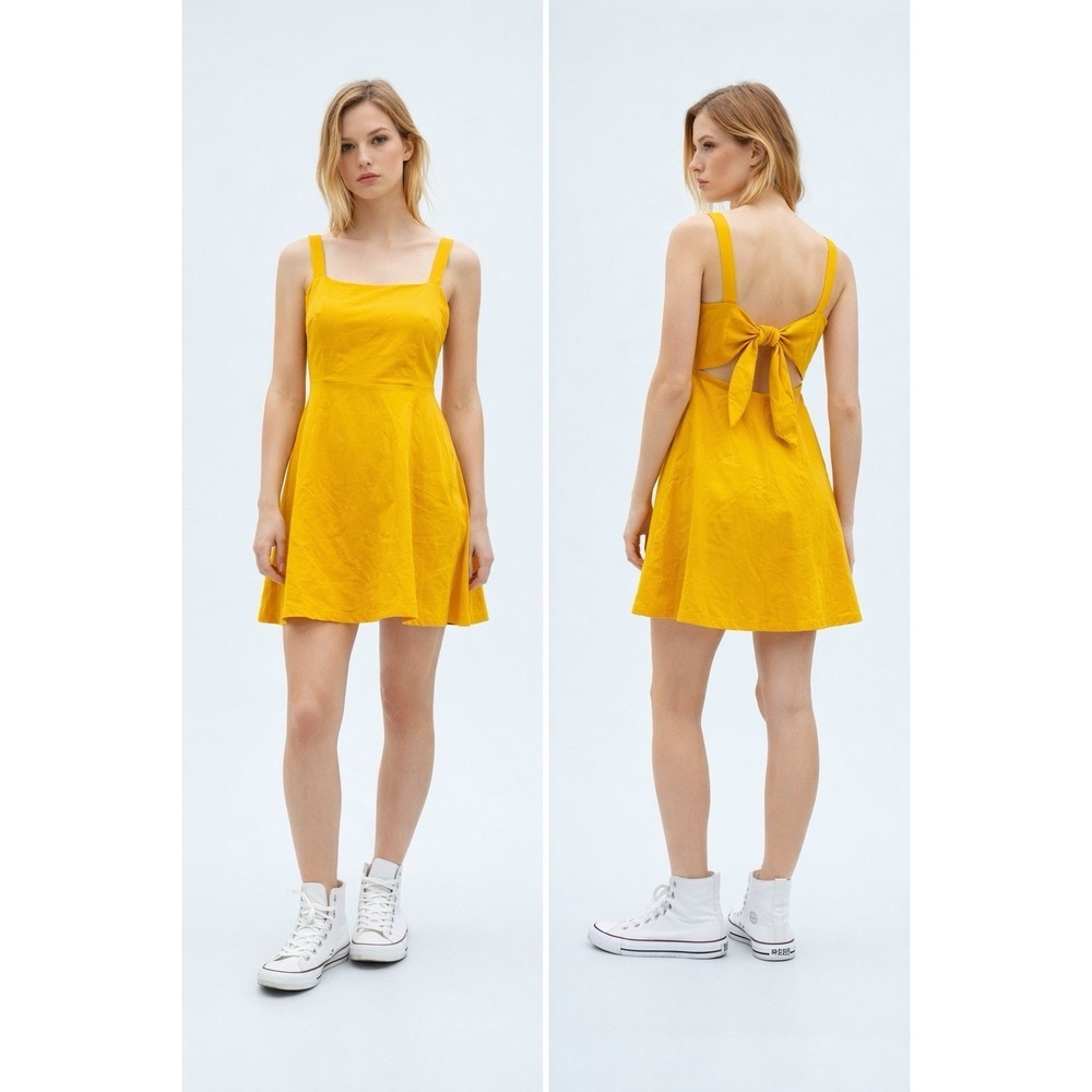 Forever 21 Yellow Bow Back Sundress Junior Sz Medium‎